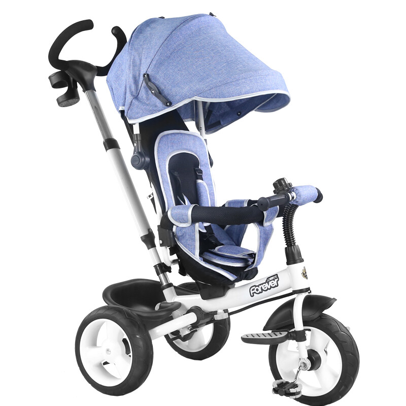 永久(FOREVER) 永久折叠儿童1-3岁小孩脚踏自行车三轮车免充气宝宝婴儿推车 蔚蓝色